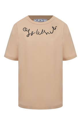 Женская хлопковая футболка OFF-WHITE бежевого цвета по цене 23500 руб., арт. 0WAA089S21JER003 | Фото 1 Женская хлопковая футболка OFF-WHITE бежевого цвета, арт. 0WAA089S21JER003 | Фото 1