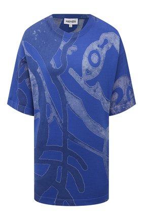 Женская хлопковая футболка KENZO синего цвета по цене 29800 руб., арт. FB52PU5873TD | Фото 1 Женская хлопковая футболка KENZO синего цвета, арт. FB52PU5873TD | Фото 1