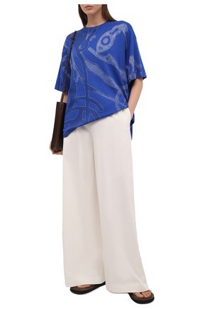 Женская хлопковая футболка KENZO синего цвета по цене 29800 руб., арт. FB52PU5873TD | Фото 2 Женская хлопковая футболка KENZO синего цвета, арт. FB52PU5873TD | Фото 2