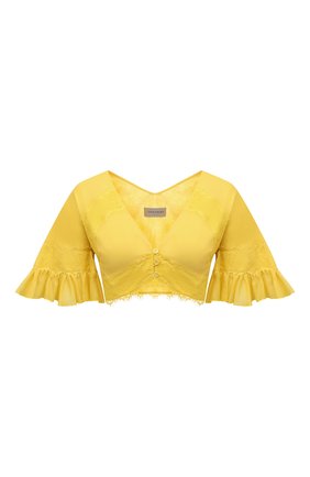 Женский топ из хлопка и шелка ERMANNO FIRENZE желтого цвета по цене 29300 руб., арт. D38ET T013VSC | Фото 1 Женский топ из хлопка и шелка ERMANNO FIRENZE желтого цвета, арт. D38ET T013VSC | Фото 1