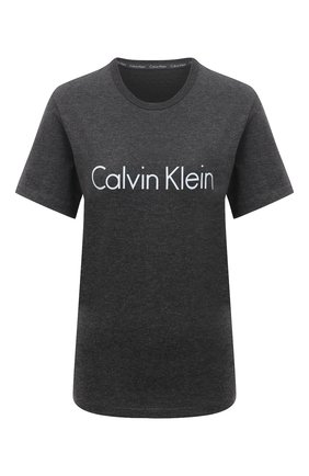 Женская хлопковая футболка CALVIN KLEIN темно-серого цвета по цене 4955 руб., арт. QS6105E | Фото 1 Женская хлопковая футболка CALVIN KLEIN темно-серого цвета, арт. QS6105E | Фото 1