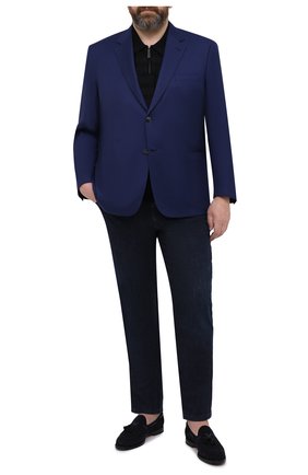 Мужское хлопковое поло BRIONI темно-синего цвета по цене 79950 руб., арт. UMHG0L/P0K11 | Фото 2 Мужское хлопковое поло BRIONI темно-синего цвета, арт. UMHG0L/P0K11 | Фото 2 (Рукава: Короткие; Длина (для топов): Удлиненные; Стили: Кэжуэл; Big sizes: Big Sizes; Материал внешний: Хлопок; Кросс-КТ: Трикотаж; Застежка: Молния)