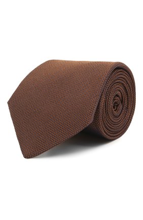 Мужской шелковый галстук LUIGI BORRELLI коричневого цвета, арт. LC80/T9199 | Фото 1 (Материал: Текстиль, Шелк; Принт: Без принта)