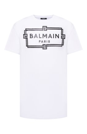 Мужская хлопковая футболка BALMAIN белого цвета по цене 54400 руб., арт. VH0EH000/G065 | Фото 1 Мужская хлопковая футболка BALMAIN белого цвета, арт. VH0EH000/G065 | Фото 1 (Стили: Кэжуэл; Принт: С принтом; Рукава: Короткие; Материал внешний: Хлопок; Длина (для топов): Удлиненные)