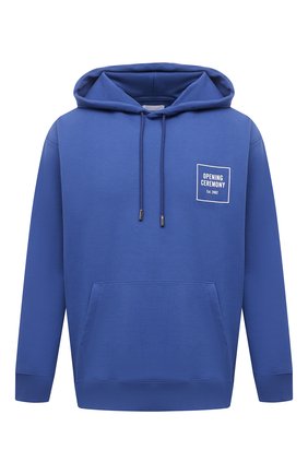 Мужской хлопковое худи OPENING CEREMONY синего цвета по цене 29950 руб., арт. YMBB001S21FLE001 | Фото 1 Мужской хлопковое худи OPENING CEREMONY синего цвета, арт. YMBB001S21FLE001 | Фото 1