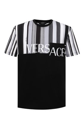 Мужская хлопковая футболка VERSACE черно-белого цвета по цене 54800 руб., арт. A89002/A235263 | Фото 1 Мужская хлопковая футболка VERSACE черно-белого цвета, арт. A89002/A235263 | Фото 1 (Длина (для топов): Стандартные; Стили: Кэжуэл; Рукава: Короткие; Принт: С принтом; Материал внешний: Хлопок)