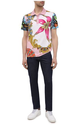 Мужское хлопковое поло VERSACE разноцветного цвета по цене 62950 руб., арт. A89379/1F01201 | Фото 2 Мужское хлопковое поло VERSACE разноцветного цвета, арт. A89379/1F01201 | Фото 2
