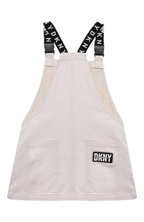 Детское хлопковый сарафан DKNY бежевого цвета по цене 12510 руб., арт. D32793 | Фото 2 Детское хлопковый сарафан DKNY бежевого цвета, арт. D32793 | Фото 2