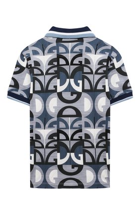 Детское хлопковое поло DOLCE & GABBANA голубого цвета по цене 19950 руб., арт. L4JT6Q/HS7C2/8-14 | Фото 2 Детское хлопковое поло DOLCE & GABBANA голубого цвета, арт. L4JT6Q/HS7C2/8-14 | Фото 2