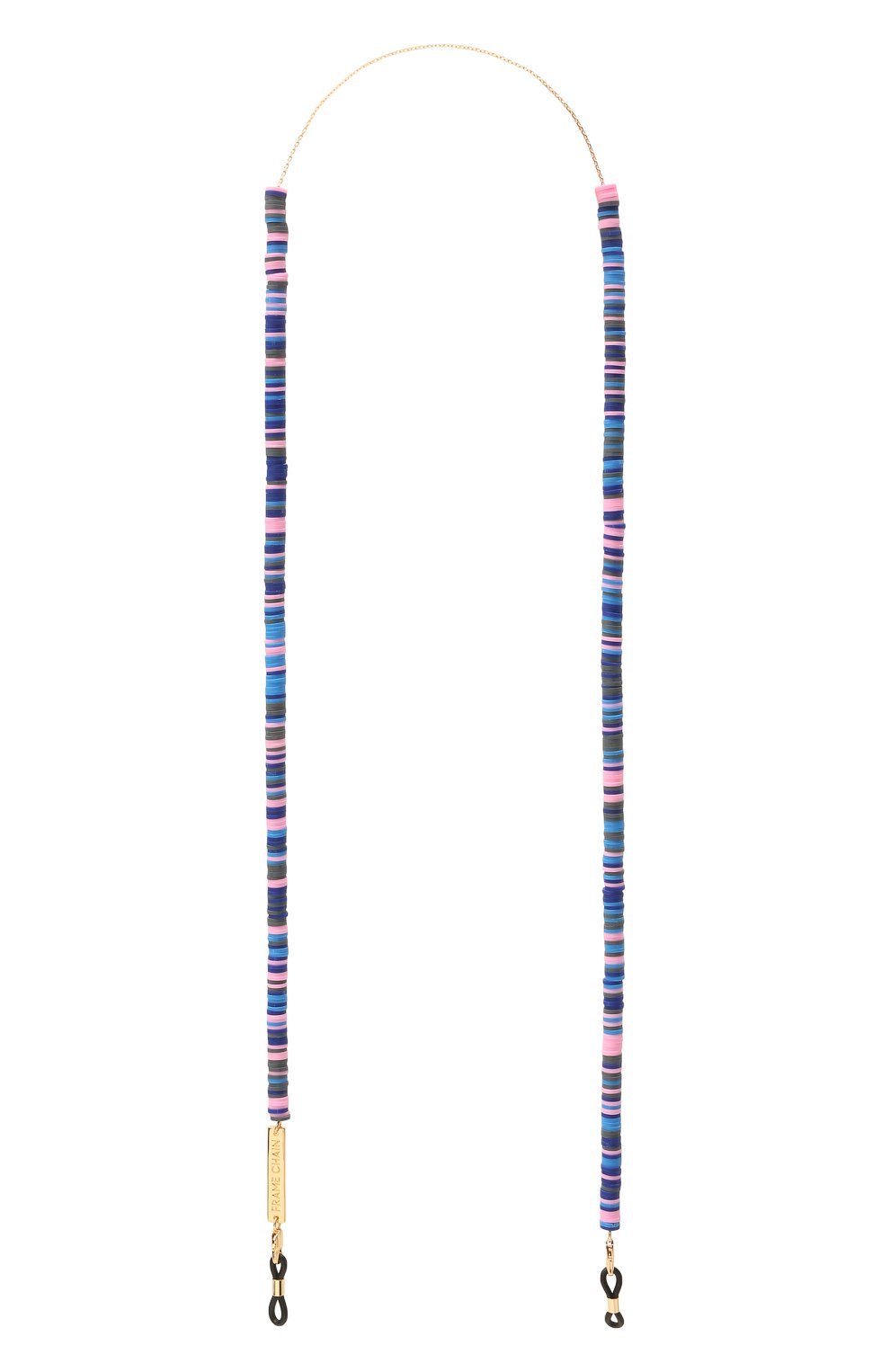 Женские цепочка для очков FRAME CHAIN синего цвета, арт. CANDY RAIN BLUE IN YELL0W G0LD | Фото 1 (Тип очков: Цепочка)