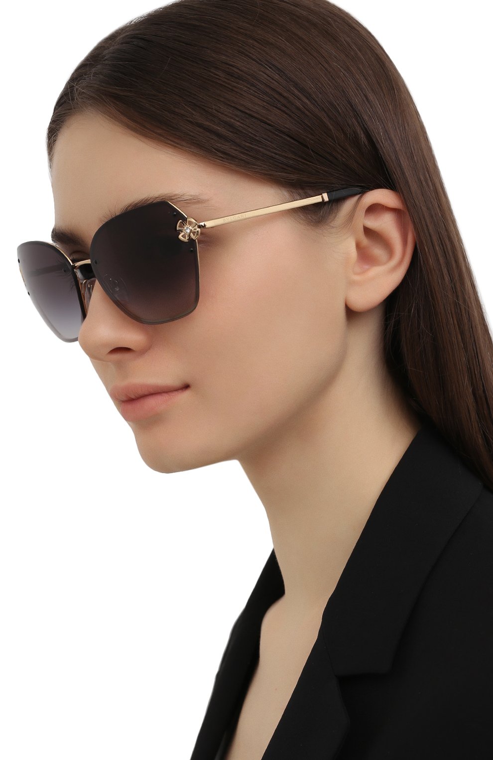 Женские солнцезащитные очки BVLGARI черного цвета, арт. 6152B-20148G | Фото 2 (Тип очков: С/з; Оптика Гендер: оптика-женское; Очки форма: Бабочка)