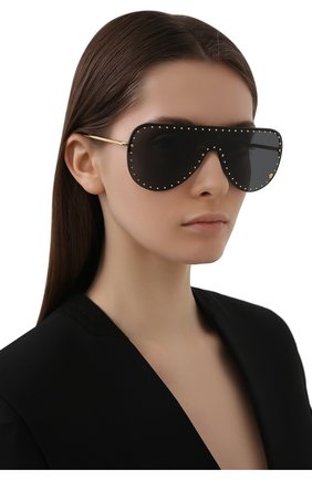 Женские солнцезащитные очки VERSACE черного цвета по цене 22500 руб., арт. 2230B-100287 | Фото 2 Женские солнцезащитные очки VERSACE черного цвета, арт. 2230B-100287 | Фото 2
