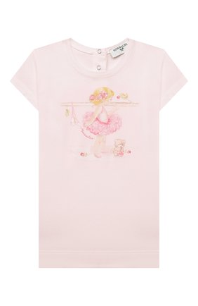 Детский хлопковая футболка MONNALISA розового цвета, арт. 397602SB | Фото 1 (Материал внешний: Хлопок; Рукава: Короткие; Региональные ограничения белый список (Axapta Mercury): RU; Кросс-КТ НВ: Футболка; Ростовка одежда: 24 мес | 92 см)
