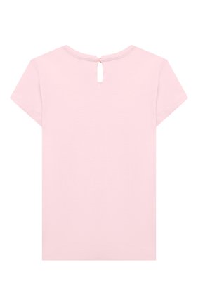 Детский хлопковая футболка MONNALISA розового цвета, арт. 317616PF | Фото 2 (Рукава: Короткие; Материал внешний: Хлопок; Региональные ограничения белый список (Axapta Mercury): RU; Кросс-КТ НВ: Футболка; Ростовка одежда: 24 мес | 92 см)