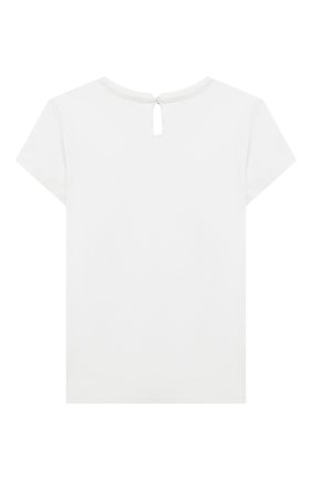 Детский хлопковая футболка MONNALISA белого цвета, арт. 317620PL. | Фото 2 (Рукава: Короткие; Материал внешний: Хлопок; Региональные ограничения белый список (Axapta Mercury): RU; Ростовка одежда: 12 мес | 80 см, 18 мес | 86 см)