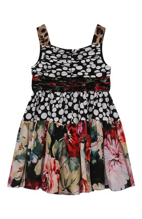 Детское шелковое платье DOLCE & GABBANA разноцветного цвета по цене 69950 руб., арт. L52DT2/G7YQW | Фото 2 Детское шелковое платье DOLCE & GABBANA разноцветного цвета, арт. L52DT2/G7YQW | Фото 2 (Материал внешний: Шелк; Материал подклада: Шелк; Рукава: Короткие; Случай: Повседневный; Девочки Кросс-КТ: Платье-одежда; Ростовка одежда: 2 года | 92 см)