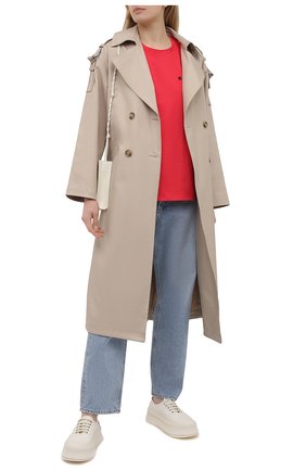 Женская хлопковая футболка BALMAIN красного цвета по цене 23350 руб., арт. VF0EF010/B013 | Фото 2 Женская хлопковая футболка BALMAIN красного цвета, арт. VF0EF010/B013 | Фото 2