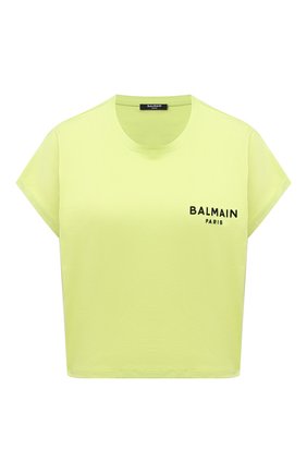 Женская хлопковая футболка BALMAIN салатового цвета по цене 20750 руб., арт. VF0EE005/B013 | Фото 1 Женская хлопковая футболка BALMAIN салатового цвета, арт. VF0EE005/B013 | Фото 1