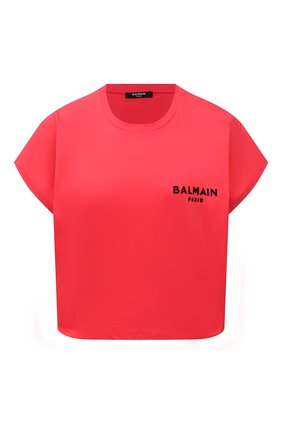 Женская хлопковая футболка BALMAIN красного цвета по цене 20750 руб., арт. VF0EE005/B013 | Фото 1 Женская хлопковая футболка BALMAIN красного цвета, арт. VF0EE005/B013 | Фото 1