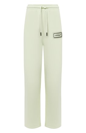 Женские хлопковые брюки OFF-WHITE светло-зеленого цвета по цене 44200 руб., арт. 0WCH008S21JER001 | Фото 1 Женские хлопковые брюки OFF-WHITE светло-зеленого цвета, арт. 0WCH008S21JER001 | Фото 1