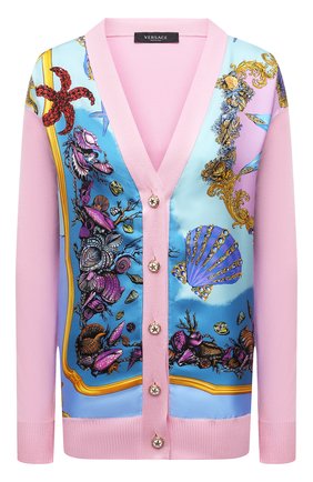 Женский кардиган из шелка и хлопка VERSACE светло-розового цвета по цене 110500 руб., арт. A89165/A237543 | Фото 1 Женский кардиган из шелка и хлопка VERSACE светло-розового цвета, арт. A89165/A237543 | Фото 1