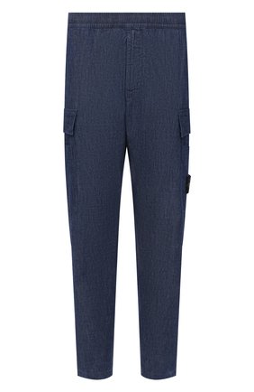 Мужские хлопковые брюки-карго STONE ISLAND темно-синего цвета, арт. 741531107 | Фото 1 (Стили: Кэжуэл; Силуэт М (брюки): Карго; Длина (брюки, джинсы): Стандартные; Материал внешний: Хлопок; Случай: Повседневный)