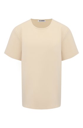 Женская футболка из вискозы JIL SANDER бежевого цвета по цене 127000 руб., арт. JSWS754323-WSY39208 | Фото 1 Женская футболка из вискозы JIL SANDER бежевого цвета, арт. JSWS754323-WSY39208 | Фото 1