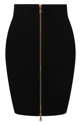 Женская юбка из вискозы BALMAIN черного цвета, арт. VF0LB010/K211 | Фото 1 (Материал внешний: Вискоза; Стили: Гламурный; Женское Кросс-КТ: Юбка-одежда; Длина Ж (юбки, платья, шорты): Мини)