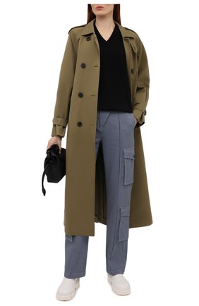Женские хлопковые брюки KENZO голубого цвета по цене 49850 руб., арт. FB52PA0329CF | Фото 2 Женские хлопковые брюки KENZO голубого цвета, арт. FB52PA0329CF | Фото 2