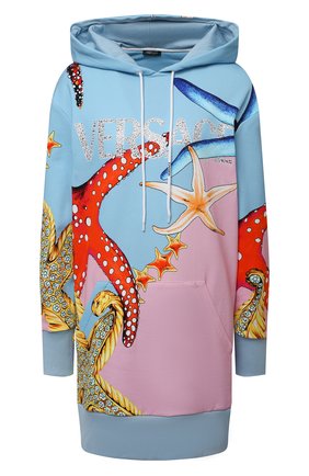 Женский хлопковое худи VERSACE голубого цвета по цене 105500 руб., арт. A89334/1F01207 | Фото 1 Женский хлопковое худи VERSACE голубого цвета, арт. A89334/1F01207 | Фото 1