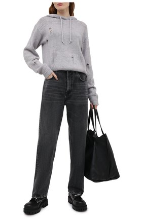 Женский шерстяное худи HELMUT LANG серого цвета по цене 41050 руб., арт. L01HW702 | Фото 2 Женский шерстяное худи HELMUT LANG серого цвета, арт. L01HW702 | Фото 2