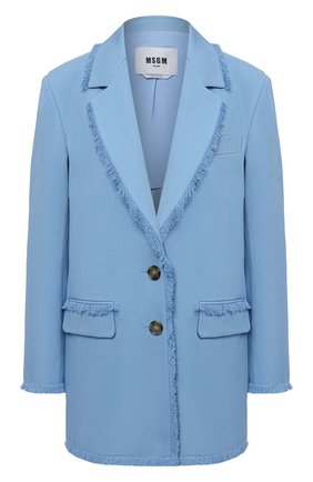 Женский хлопковый жакет MSGM голубого цвета по цене 58300 руб., арт. 3042MDG107 217309 | Фото 1 Женский хлопковый жакет MSGM голубого цвета, арт. 3042MDG107 217309 | Фото 1