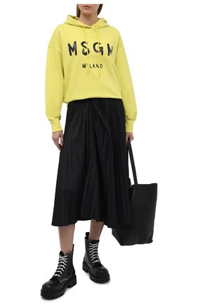 Женский хлопковое худи MSGM желтого цвета по цене 21050 руб., арт. 3042MDM188 217499 | Фото 2 Женский хлопковое худи MSGM желтого цвета, арт. 3042MDM188 217499 | Фото 2