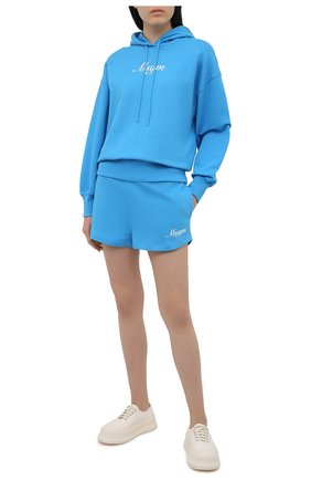 Женский хлопковое худи MSGM голубого цвета по цене 21050 руб., арт. 3042MDM208 217499 | Фото 2 Женский хлопковое худи MSGM голубого цвета, арт. 3042MDM208 217499 | Фото 2