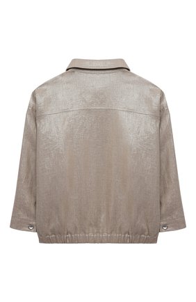 Детский льняная куртка BRUNELLO CUCINELLI золотого цвета по цене 92350 руб., арт. BH1690461C | Фото 2 Детский льняная куртка BRUNELLO CUCINELLI золотого цвета, арт. BH1690461C | Фото 2 (Материал внешний: Лен; Материал подклада: Синтетический материал; Рукава: Длинные; Ростовка одежда: 12 лет | 152 см, 13 - 15 лет | 158 см)