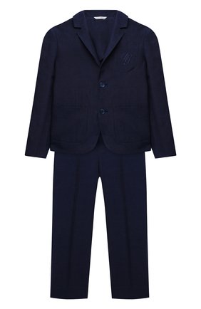 Детский костюм из льна и хлопка DOLCE & GABBANA синего цвета по цене 59950 руб., арт. L41U74/G7WSI/8-14 | Фото 1 Детский костюм из льна и хлопка DOLCE & GABBANA синего цвета, арт. L41U74/G7WSI/8-14 | Фото 1