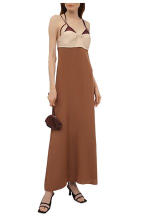 Женское шелковое платье VICTORIA BECKHAM коричневого цвета по цене 169000 руб., арт. 1221WDR002644A | Фото 2 Женское шелковое платье VICTORIA BECKHAM коричневого цвета, арт. 1221WDR002644A | Фото 2