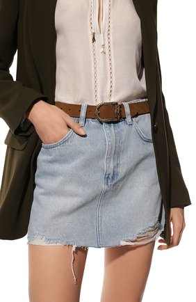 Женский кожаный ремень SAINT LAURENT коричневого цвета по цене 25900 руб., арт. 533721/0JU0W | Фото 2 Женский кожаный ремень SAINT LAURENT коричневого цвета, арт. 533721/0JU0W | Фото 2 (Материал: Кожа)