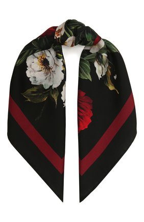 Женский шелковый платок DOLCE & GABBANA черного цвета по цене 18400 руб., арт. FN093R/GDW16 | Фото 1 Женский шелковый платок DOLCE & GABBANA черного цвета, арт. FN093R/GDW16 | Фото 1
