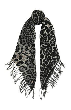 Женская шерстяная шаль SAINT LAURENT серого цвета, арт. 498939/3Y044 | Фото 1 (Материал: Шерсть, Текстиль)
