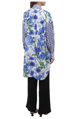 Женская хлопковая рубашка DOLCE & GABBANA голубого цвета, арт. I5598W/GDZAM | Фото 4 (Рукава: Длинные; Женское Кросс-КТ: Рубашка-одежда; Принт: С принтом; Длина (для топов): Удлиненные; Материал внешний: Хлопок; Стили: Романтичный)