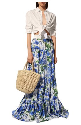 Женская хлопковая юбка DOLCE & GABBANA голубого цвета по цене 119500 руб., арт. I4I85W/GDZAR | Фото 2 Женская хлопковая юбка DOLCE & GABBANA голубого цвета, арт. I4I85W/GDZAR | Фото 2 (Женское Кросс-КТ: Юбка-одежда; Материал внешний: Хлопок; Стили: Романтичный; Длина Ж (юбки, платья, шорты): Макси)