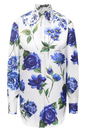 Женская шелковая рубашка DOLCE & GABBANA голубого цвета по цене 121000 руб., арт. I5597W/GDZAF | Фото 1 Женская шелковая рубашка DOLCE & GABBANA голубого цвета, арт. I5597W/GDZAF | Фото 1