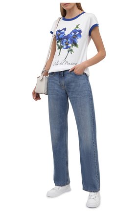 Женская хлопковая футболка DOLCE & GABBANA голубого цвета по цене 58000 руб., арт. I8AAGW/HI7MD | Фото 2 Женская хлопковая футболка DOLCE & GABBANA голубого цвета, арт. I8AAGW/HI7MD | Фото 2
