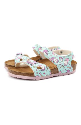Детские босоножки BIRKENSTOCK голубого цвета по цене 5830 руб., арт. 1018806 | Фото 1 Детские босоножки BIRKENSTOCK голубого цвета, арт. 1018806 | Фото 1 (Материал внешний: Экокожа)
