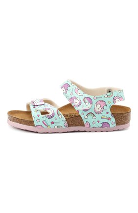 Детские босоножки BIRKENSTOCK голубого цвета по цене 5830 руб., арт. 1018806 | Фото 2 Детские босоножки BIRKENSTOCK голубого цвета, арт. 1018806 | Фото 2 (Материал внешний: Экокожа)