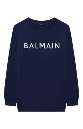 Детский хлопковый свитшот BALMAIN синего цвета по цене 25800 руб., арт. 6O4680 | Фото 1 Детский хлопковый свитшот BALMAIN синего цвета, арт. 6O4680 | Фото 1 (Мальчики Кросс-КТ: Толстовка-одежда, Свитшот-одежда; Рукава: Длинные; Материал внешний: Хлопок; Региональные ограничения белый список (Axapta Mercury): RU; Ростовка одежда: 10 - 11 лет | 140 - 146см, 12 лет | 152 см, 13 - 15 лет | 158 см, 16 лет | 164 см, 8 лет | 128 см)