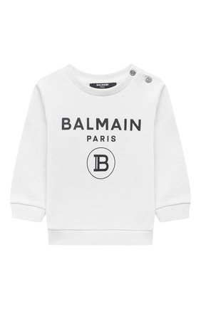 Детский хлопковый свитшот BALMAIN белого цвета по цене 21250 руб., арт. 6O4A10 | Фото 1 Детский хлопковый свитшот BALMAIN белого цвета, арт. 6O4A10 | Фото 1