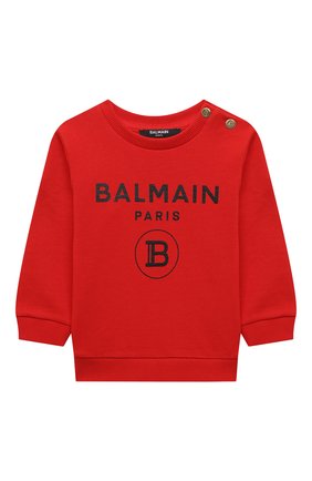 Детский хлопковый свитшот BALMAIN красного цвета по цене 21250 руб., арт. 6O4A10 | Фото 1 Детский хлопковый свитшот BALMAIN красного цвета, арт. 6O4A10 | Фото 1