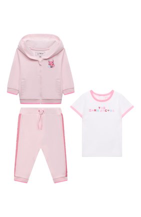 Детский комплект из трех предметов MARC JACOBS (THE) розового цвета по цене 21100 руб., арт. W98132 | Фото 1 Детский комплект из трех предметов MARC JACOBS (THE) розового цвета, арт. W98132 | Фото 1 (Рукава: Длинные; Материал внешний: Хлопок; Региональные ограничения белый список (Axapta Mercury): RU; Ростовка одежда: 9 мес | 74 см, 12 мес | 80 см, 0 - 3 мес | 50 - 60 см, 18 мес | 86 см, 24 мес | 92 см, 3 мес | 62 см, 6 мес | 68 см)